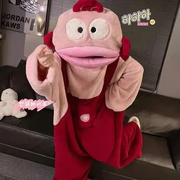 Cartoon Big Mouth Monster Onesie Coral Fleece Pajamas