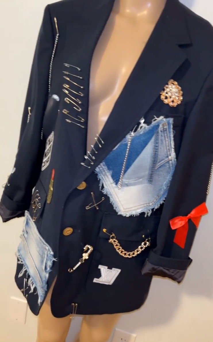 DIY Denim Appliqué Suit Jacket