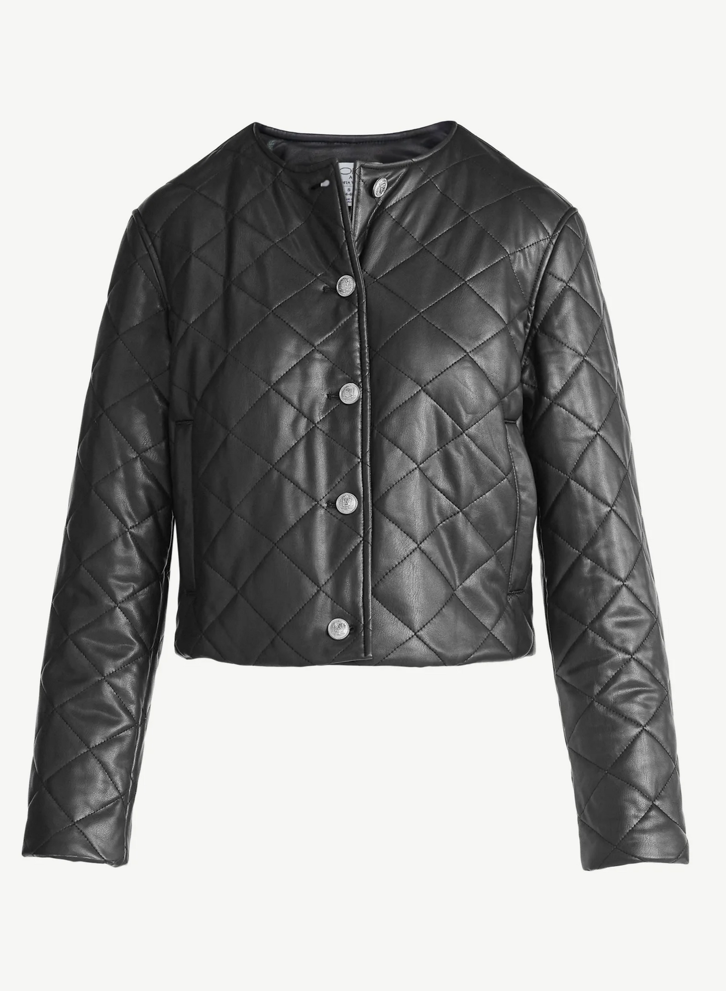 Artificial leather quilted jacket
