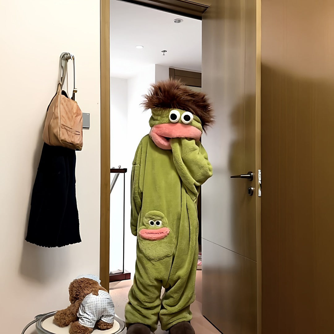 Cartoon Big Mouth Monster Onesie Coral Fleece Pajamas