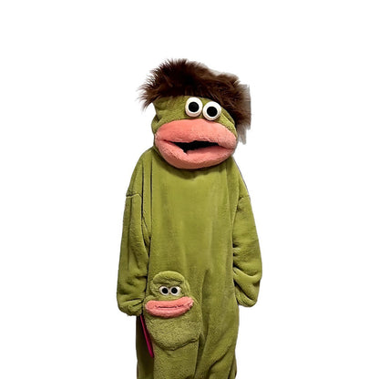 Cartoon Big Mouth Monster Onesie Coral Fleece Pajamas