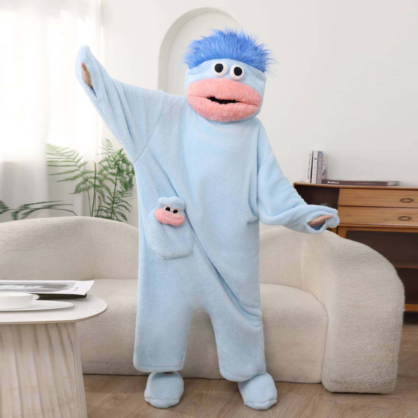 Cartoon Big Mouth Monster Onesie Coral Fleece Pajamas