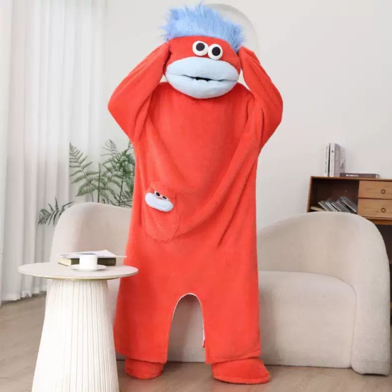 Cartoon Big Mouth Monster Onesie Coral Fleece Pajamas