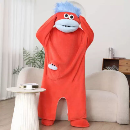 Cartoon Big Mouth Monster Onesie Coral Fleece Pajamas