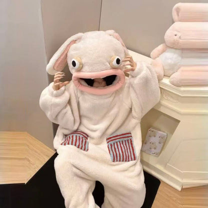 Cartoon Big Mouth Monster Onesie Coral Fleece Pajamas