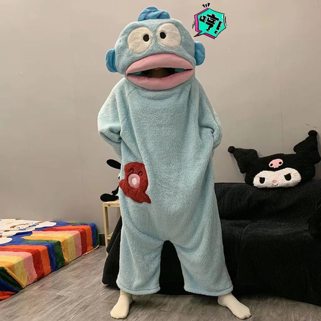 Cartoon Big Mouth Monster Onesie Coral Fleece Pajamas