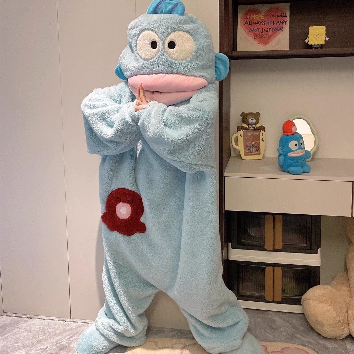 Cartoon Big Mouth Monster Onesie Coral Fleece Pajamas