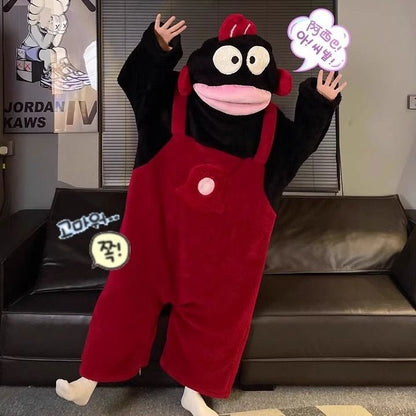 Cartoon Big Mouth Monster Onesie Coral Fleece Pajamas