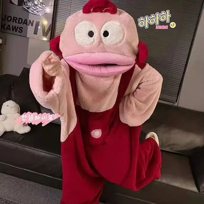 Cartoon Big Mouth Monster Onesie Coral Fleece Pajamas