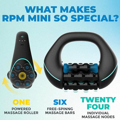 Rolling tapping massager for full-body relief and deep tissue and muscle recovery.