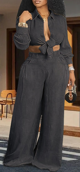 Long sleeve casual wide leg pants suit(Buy two and get free shipping！📣)