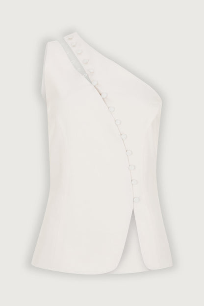 Asymmetric off-shoulder vest