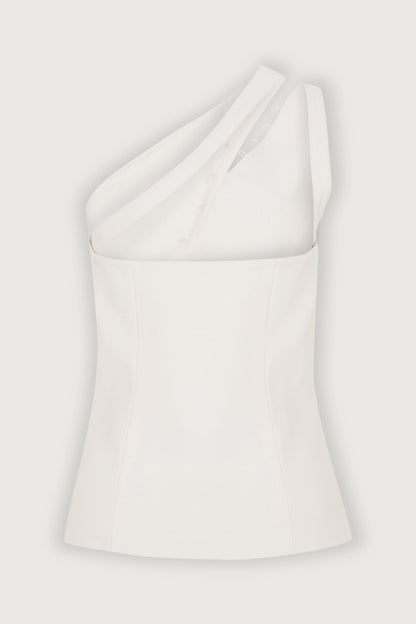 Asymmetric off-shoulder vest