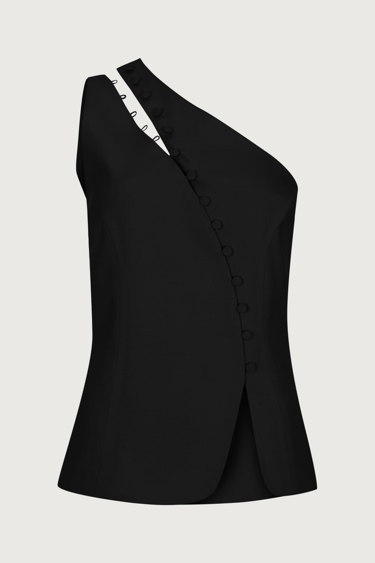 Asymmetric off-shoulder vest