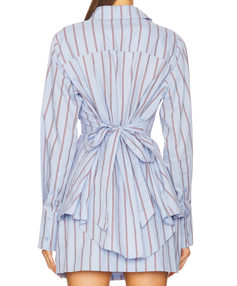 Waist Striped Shirt + Short Skirt Set