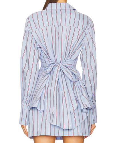 Waist Striped Shirt + Short Skirt Set