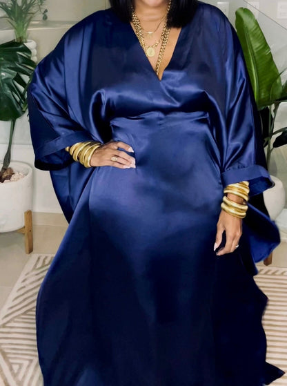 Silk batwing sleeve dress