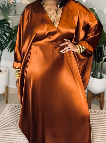 Silk batwing sleeve dress