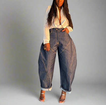 High-rise barrel-cut jeans