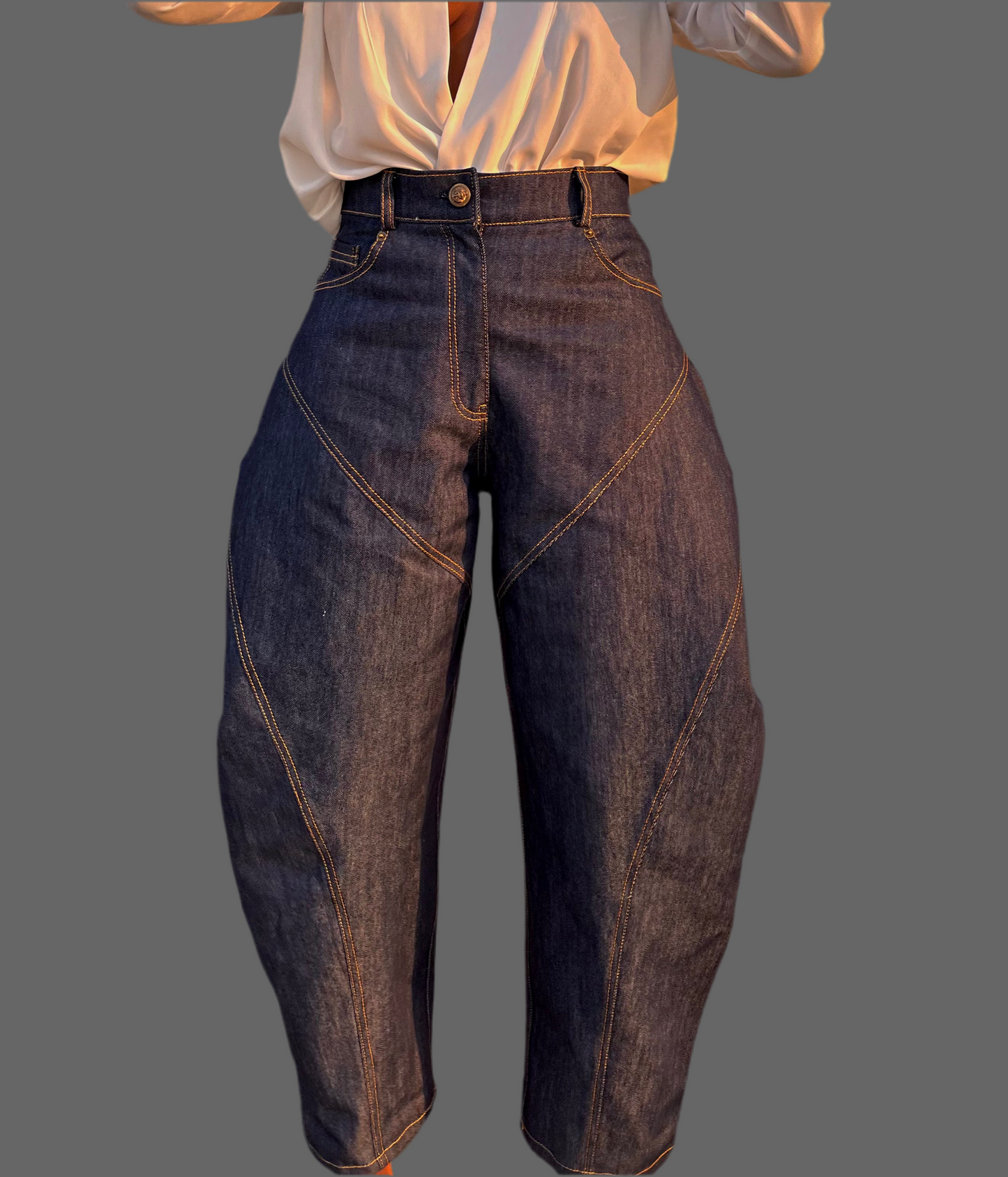 High-rise barrel-cut jeans