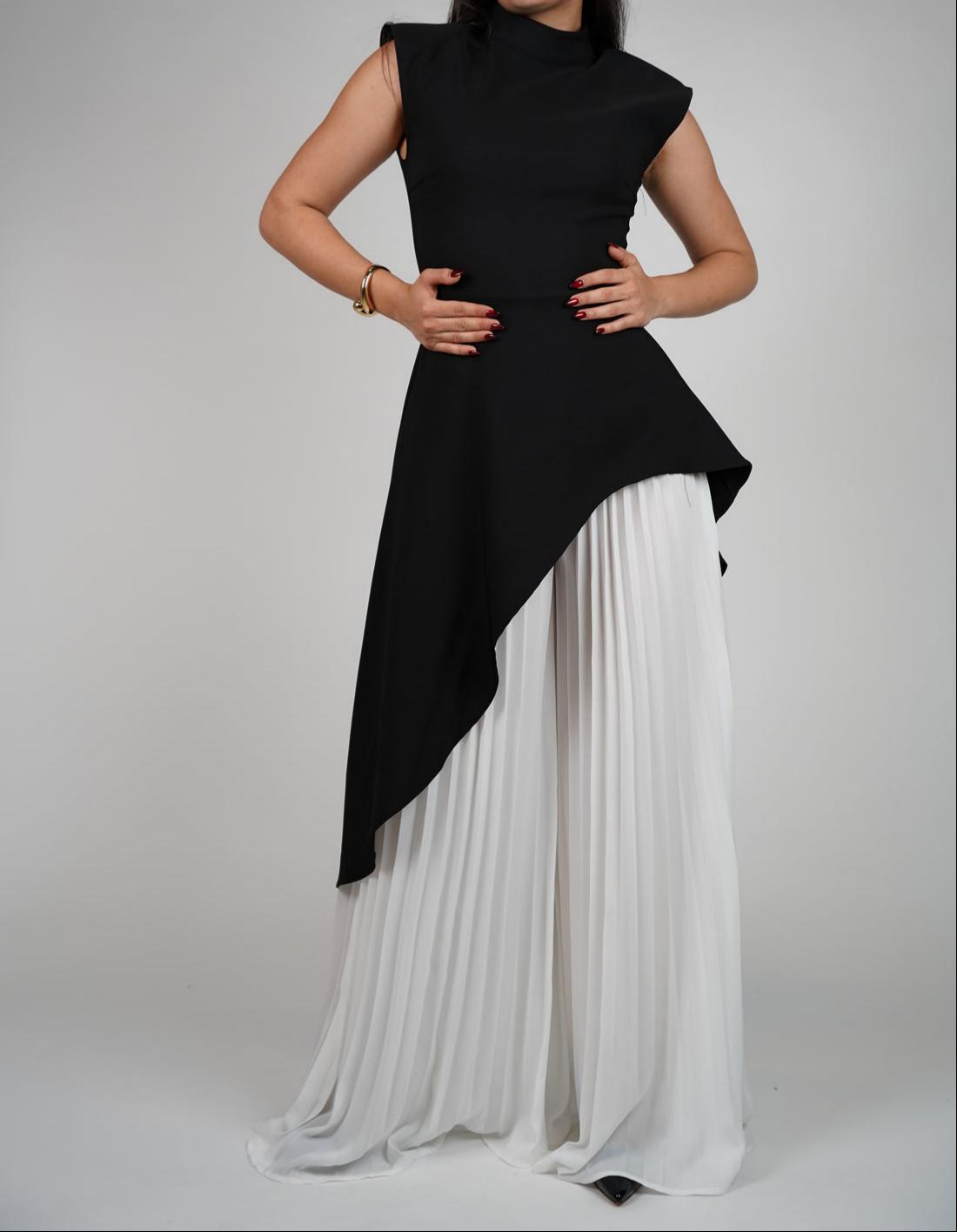 Elegant Pleated Pants Suit