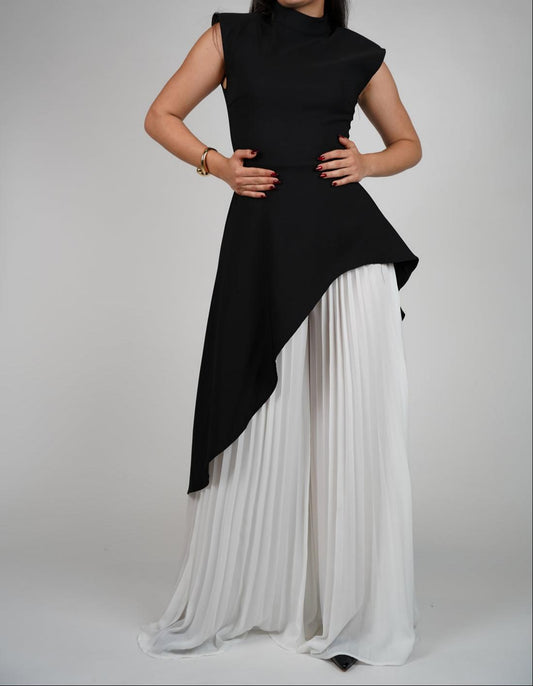 Elegant Pleated Pants Suit