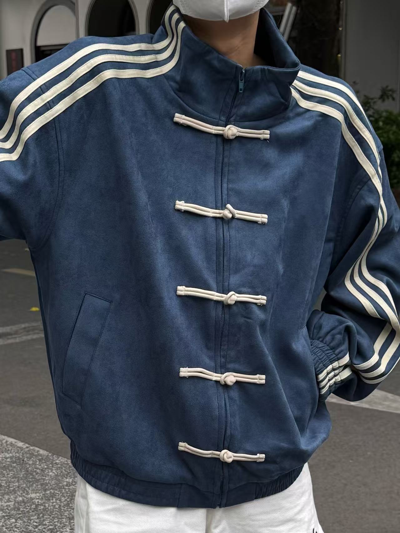 Patchwork Chinese-style stand-up collar jacket