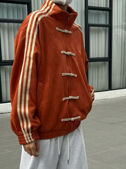 Patchwork Chinese-style stand-up collar jacket