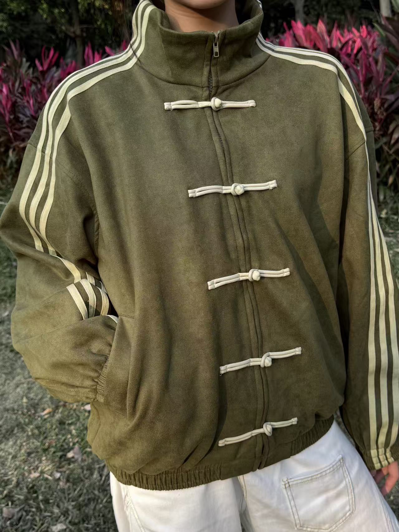 Patchwork Chinese-style stand-up collar jacket