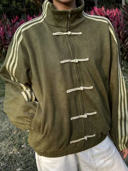 Patchwork Chinese-style stand-up collar jacket