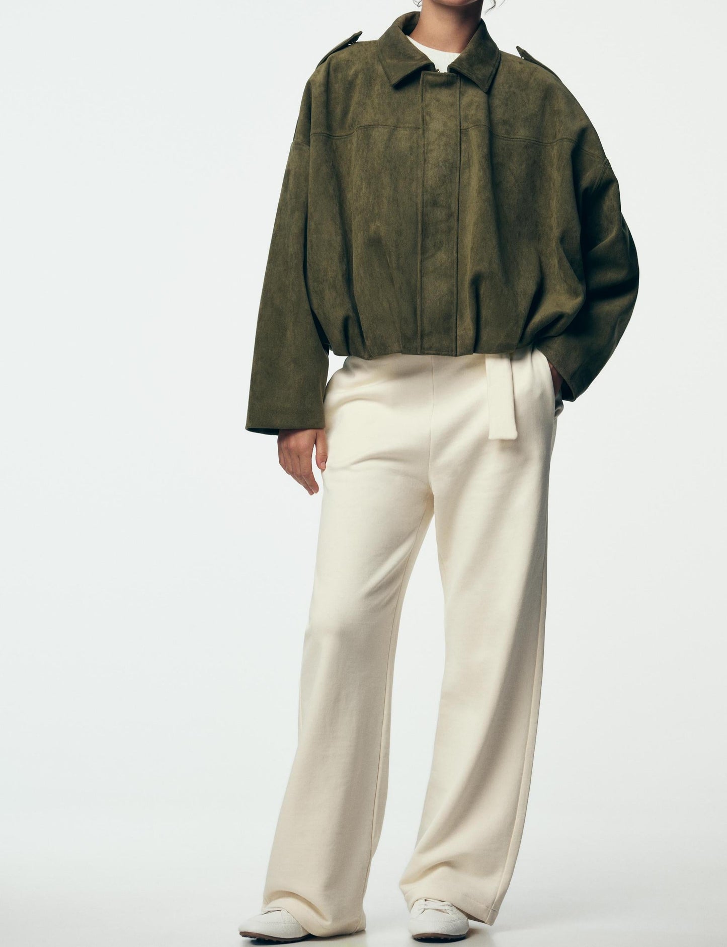 Suede-effect bomber jacket