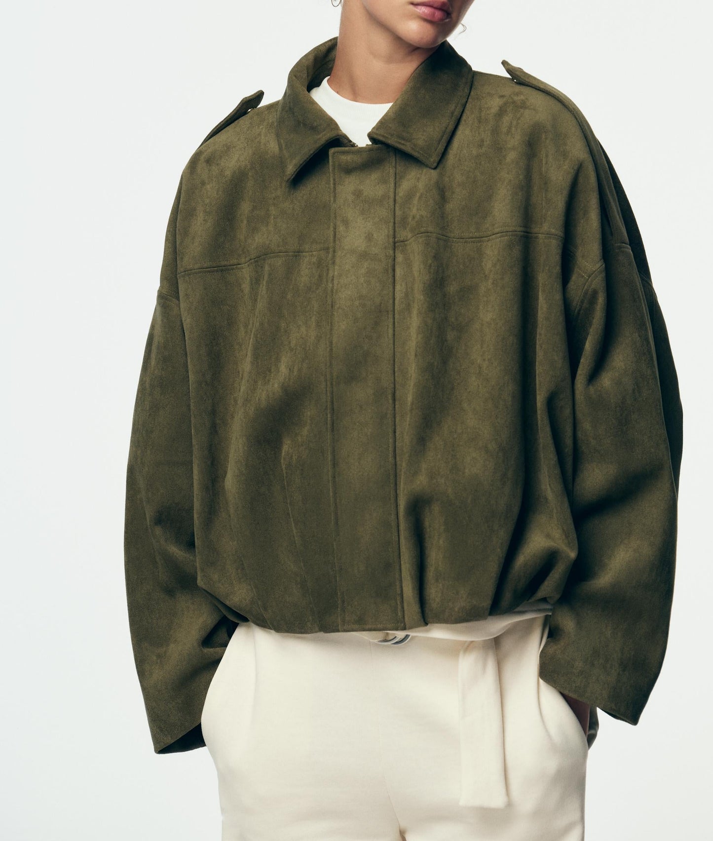 Suede-effect bomber jacket