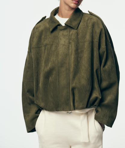 Suede-effect bomber jacket