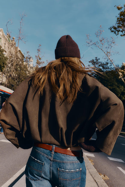 Suede-effect bomber jacket