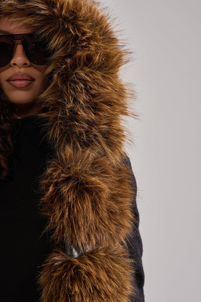 Oversized plush faux fur coat