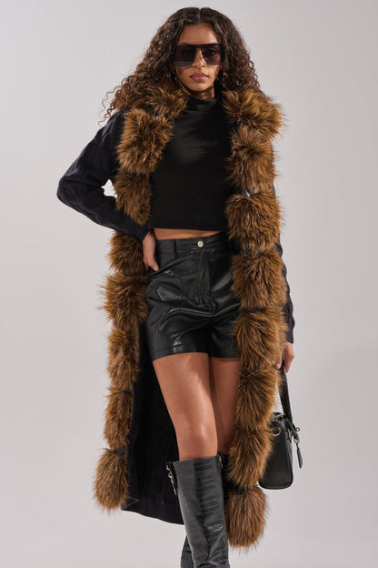 Oversized plush faux fur coat
