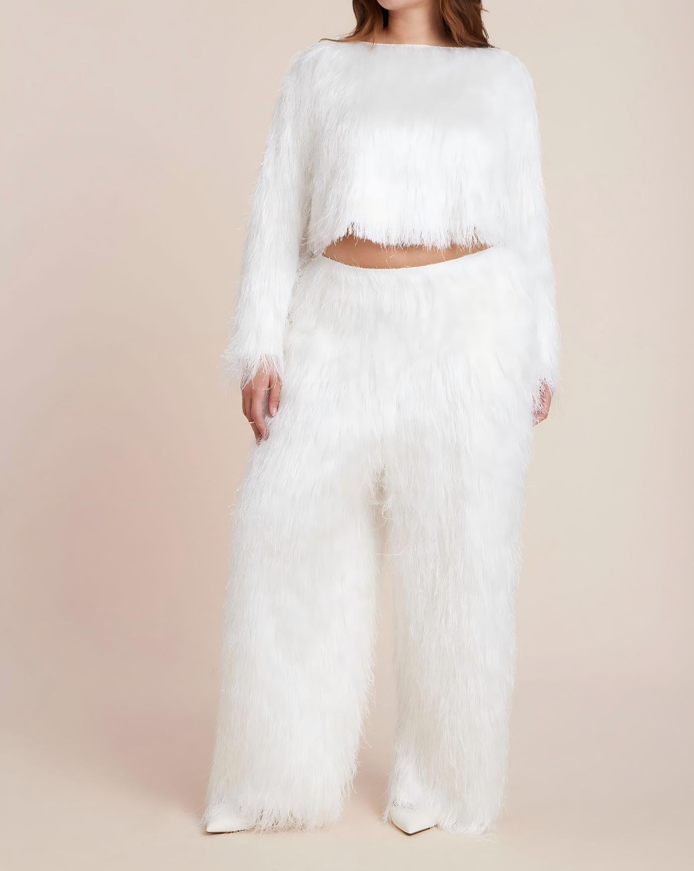 Textured tassel top and trousers set