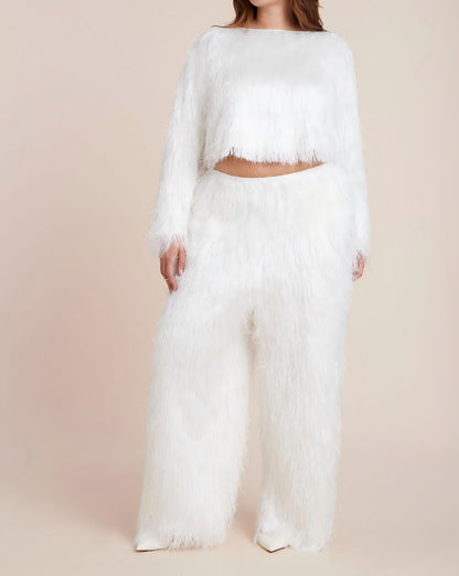 Textured tassel top and trousers set