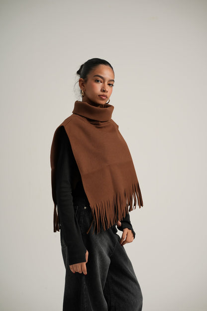 Tassel Collar Shawl Cape