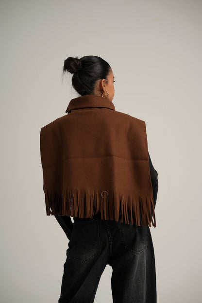 Tassel Collar Shawl Cape