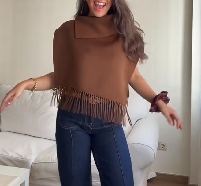 Tassel Collar Shawl Cape