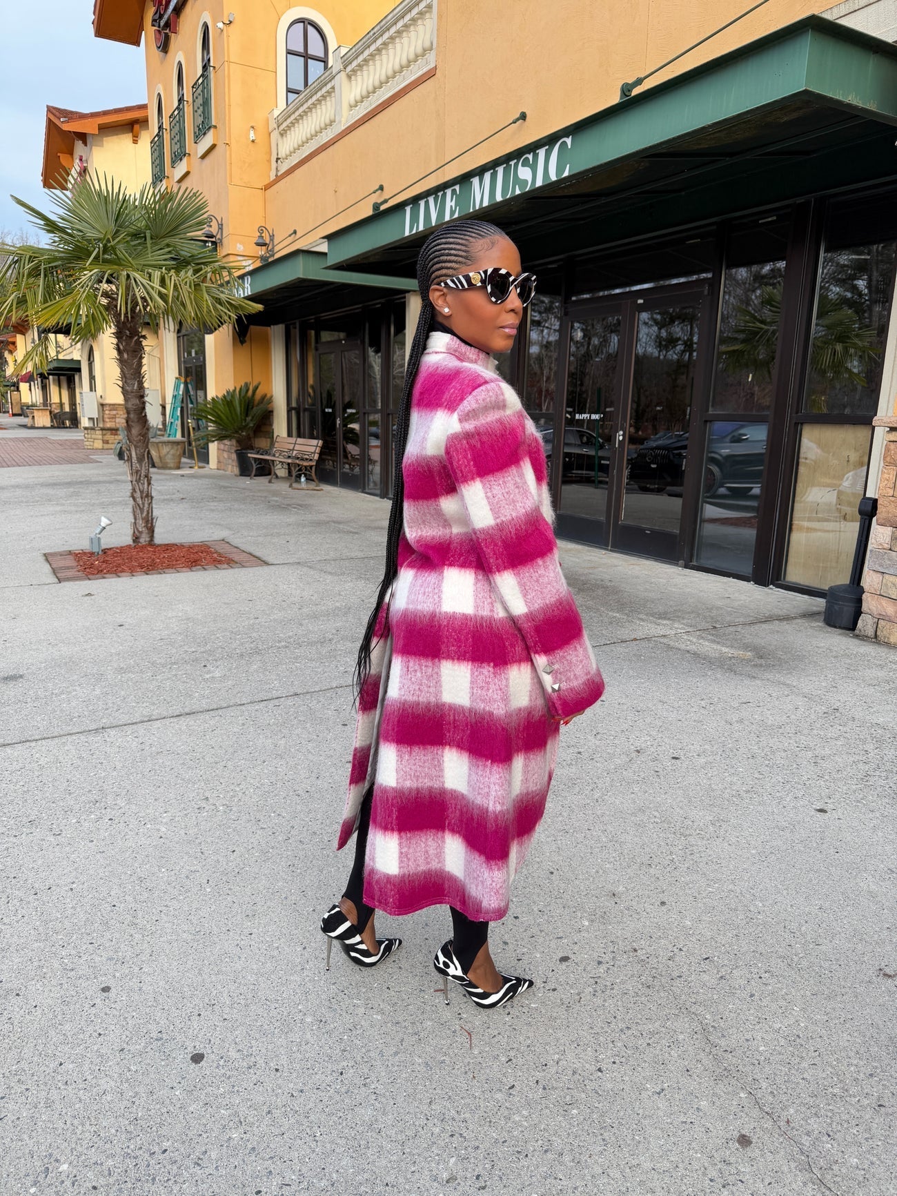 Magenta mohair openwork coat