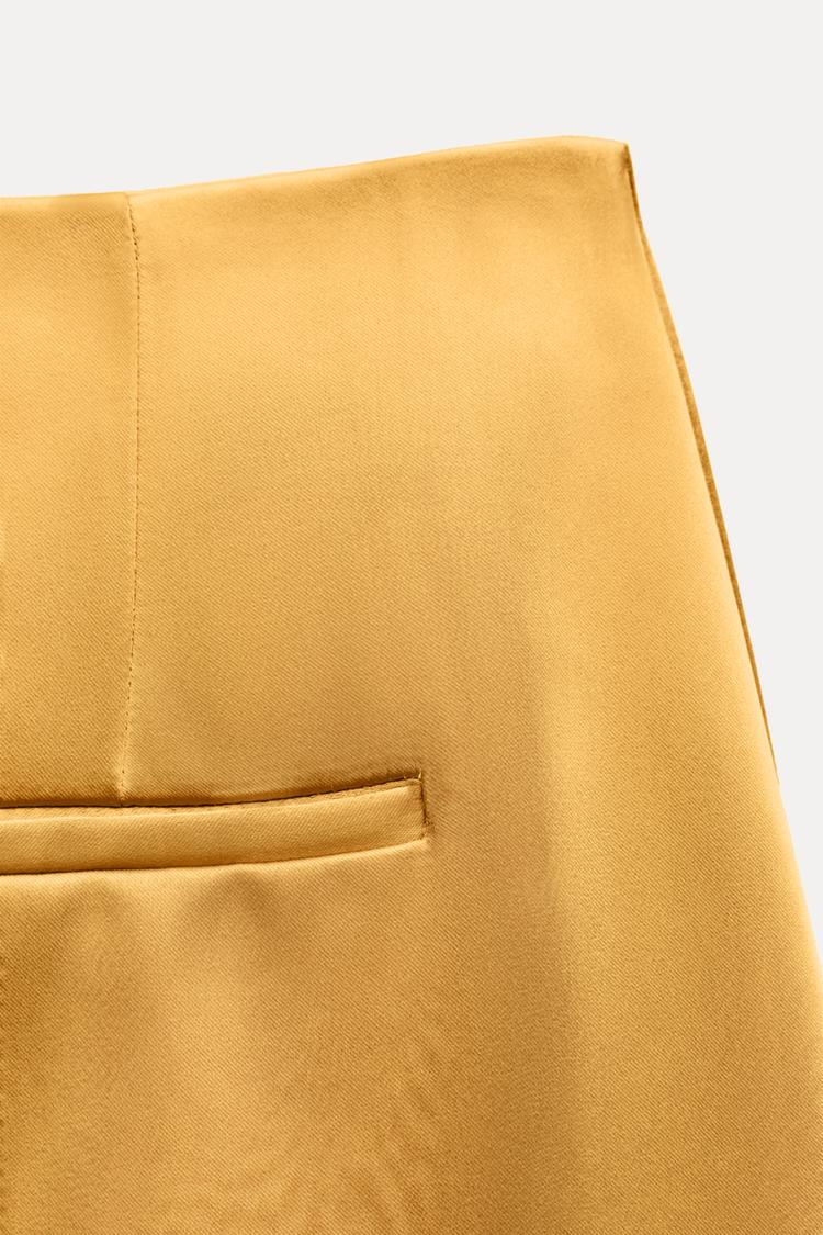 Silk-textured straight-leg pants