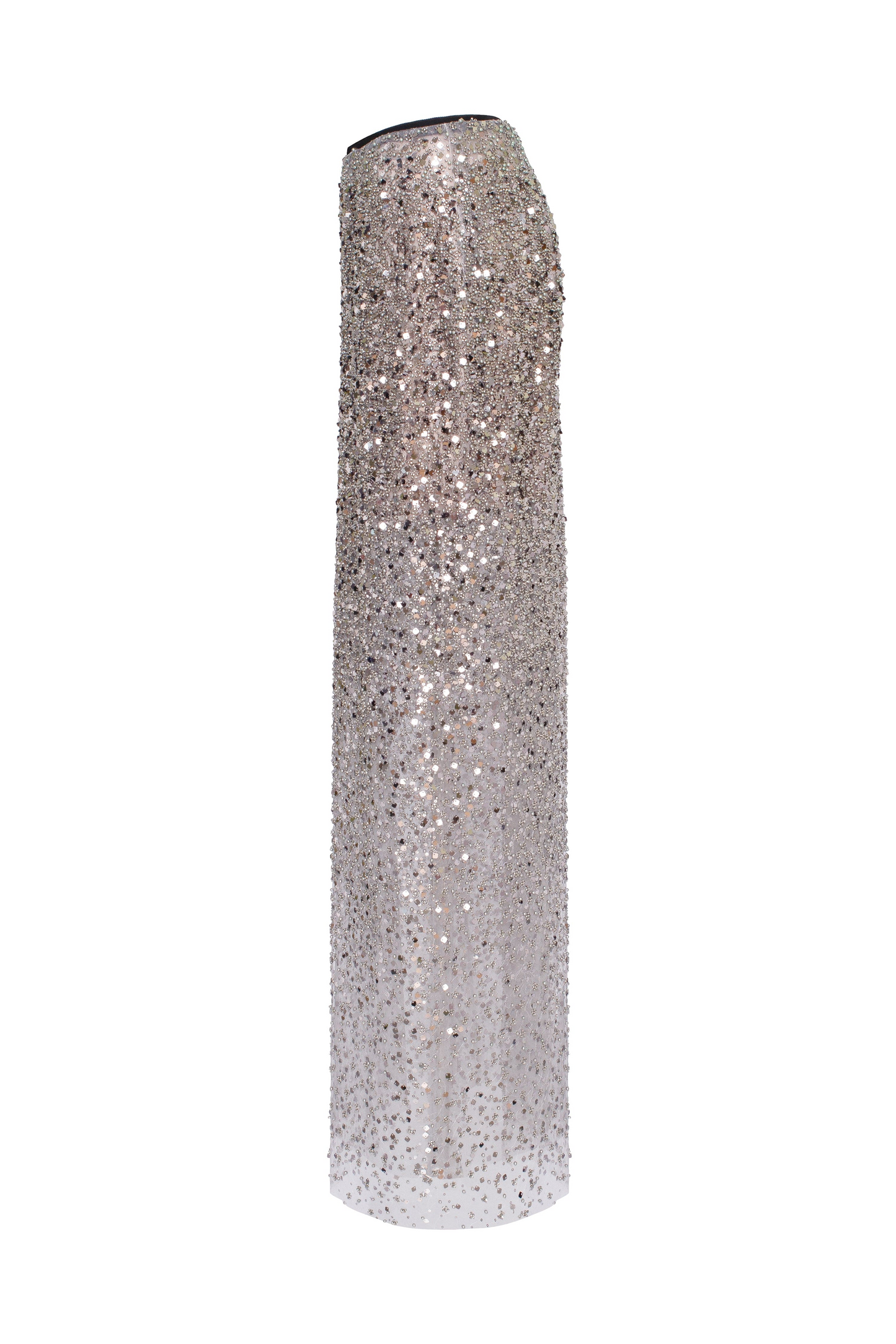 Beaded Silver Fitted Long Dress