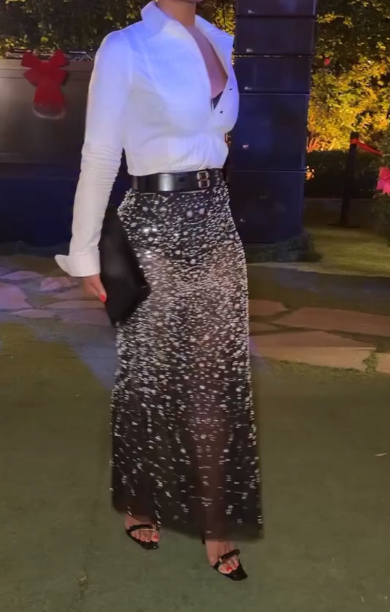 Beaded Silver Fitted Long Dress