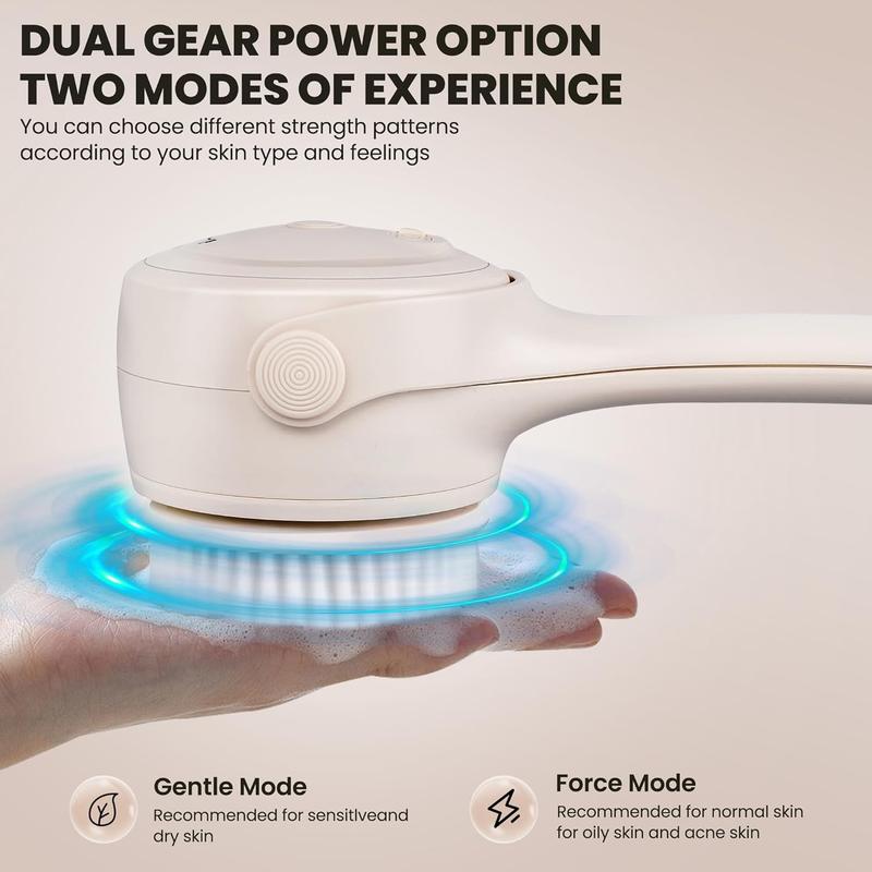 Electric body brush, waterproof long double-handled powered body brush