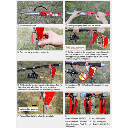 Auto Fishing Rod Holder Automatic Spring Support Sea Pole Ground Bracket Adjustable Folding Ground Stand