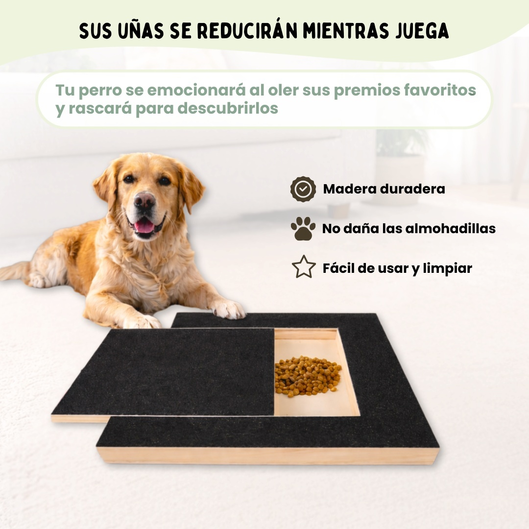Wooden dog scratching post with pull-out sandpaper