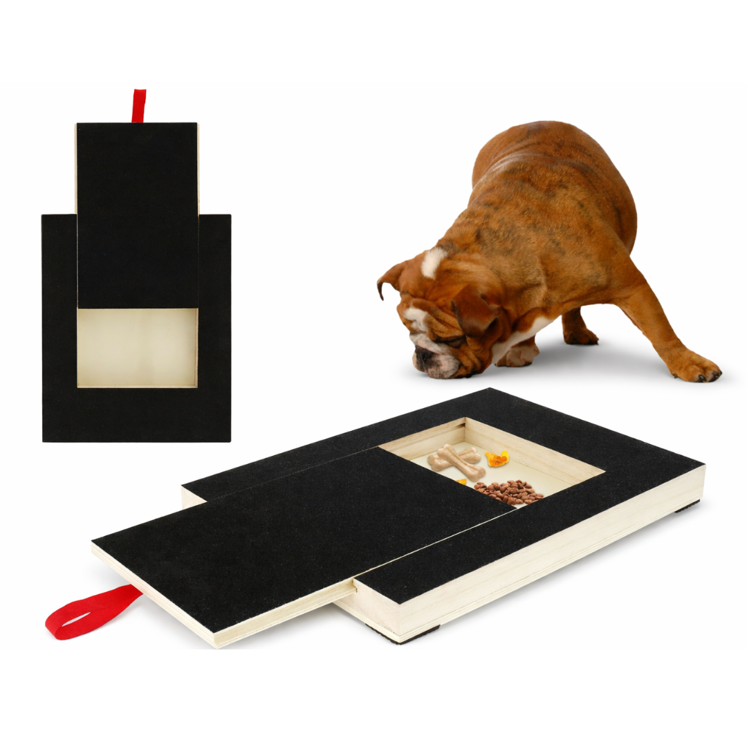 Wooden dog scratching post with pull-out sandpaper