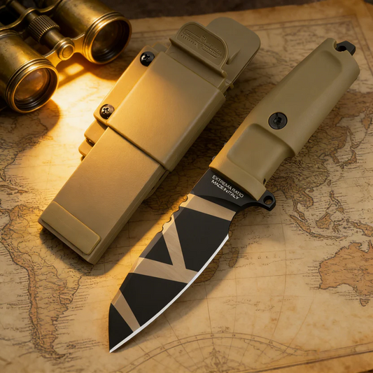 Compact tactical straight knife for camping, adventure, and outdoor use